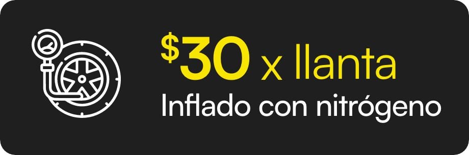 $30 x llanta inflado con nitr&oacute;geno